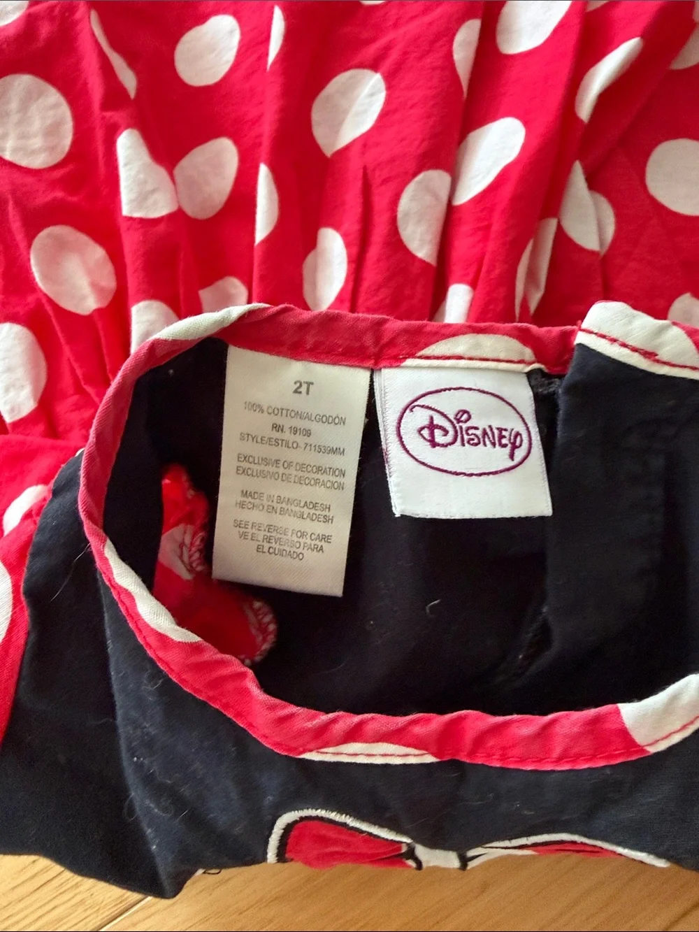 Disney Brand Minnie Mouse Red Polka Dot Dress